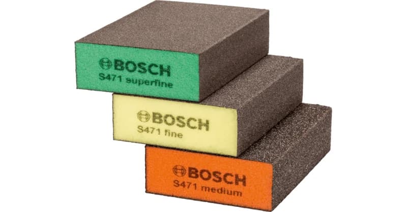 بوش 3 pcs pack sanding sponges, flat+edge طقم إسفنج صنفرة، مسطح+حافة — 3 pcs pack sanding sponges, flat+edge