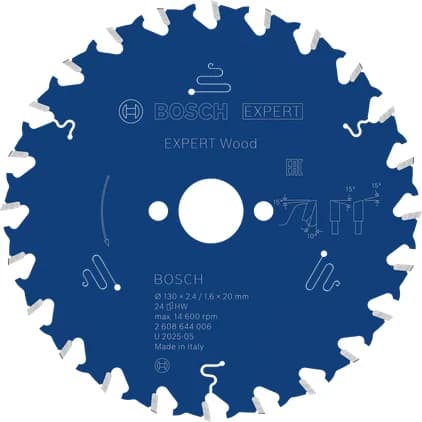 بوش EXPERT Wood شفرة منشار دائري — EXPERT Wood Circular Saw Blade, 130 x 2.4/1.6 x 20 mm, T24
