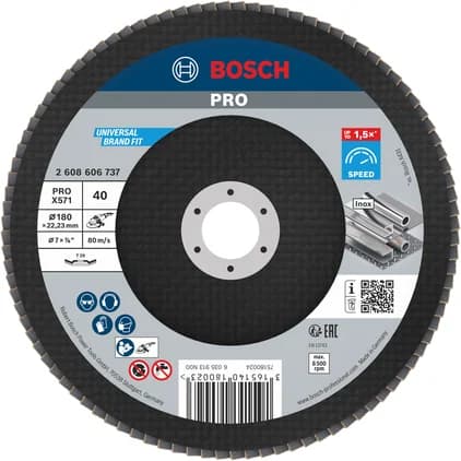 بوش X571 Flap Disc, Straight, 180 mm, G40 — X571 Flap Disc, Straight, 180 mm, G40