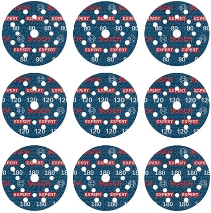 بوش EXPERT O780 Foil Sanding Disc Set, 125 mm, G80 (3x); G120 (3x); G180 (3x), 9 pcs طقم أقراص صنفرة رقائق — EXPERT O780 Foil Sanding Disc Set, 125 mm, G80 (3x); G120 (3x); G180 (3x), 9 pcs