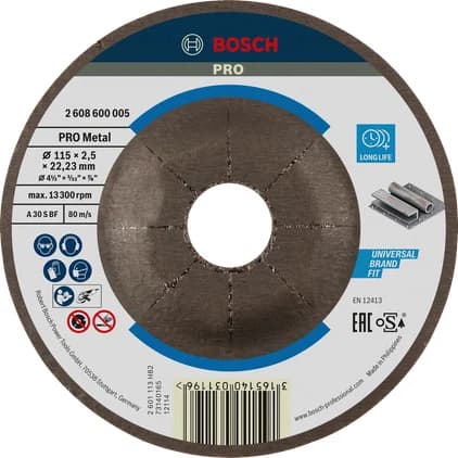 بوش Metal Bonded Cutting Disc, 115 x 2.5 x 22.23 mm, With Depressed Centre, oSa — Metal Bonded Cutting Disc, 115 x 2.5 x 22.23 mm, With Depressed Centre, oSa