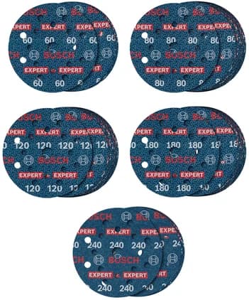 بوش EXPERT O780 Foil Sanding Disc Set, 125 mm, G60 (5x); G80 (15x); G120 (15x); G180 (15x); G240 (5x), 55 pcs طقم أقراص صنفرة رقائق — EXPERT O780 Foil Sanding Disc Set, 125 mm, G60 (5x); G80 (15x); G120 (15x); G180 (15x); G240 (5x), 55 pcs