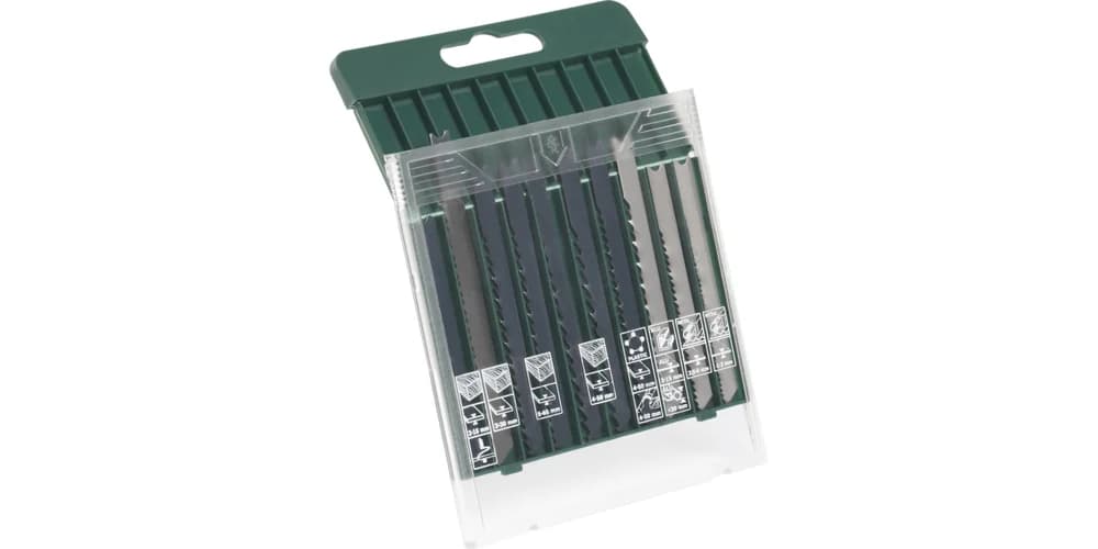 بوش 10-piece saw blade box, wood/metal/plastic (U-shank) صندوق شفرات منشار — 10-piece saw blade box, wood/metal/plastic (U-shank)
