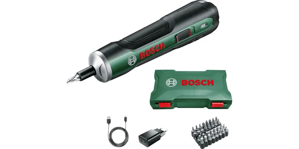 بوش PushDrive - USB charger + 32-piece screwdriver bit set — PushDrive - USB charger + 32-piece screwdriver bit set