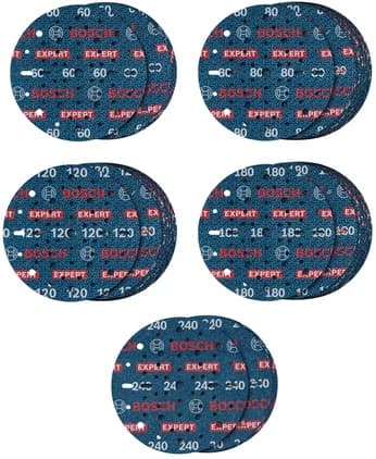 بوش EXPERT O780 Foil Sanding Disc Set, 150 mm, G60 (5x); G80 (15x); G120 (15x); G180 (15x); G240 (5x), 55 pcs طقم أقراص صنفرة رقائق — EXPERT O780 Foil Sanding Disc Set, 150 mm, G60 (5x); G80 (15x); G120 (15x); G180 (15x); G240 (5x), 55 pcs