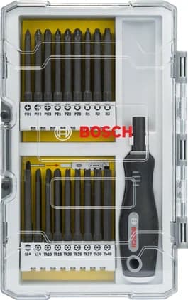 بوش 37-piece screwdriver set with handle PH, PZ, SL, TH, TQ, H, TW, SP, R and Bit Holder 3165140761987 طقم مفكات مع مقبض — 37-piece screwdriver set with handle PH, PZ, SL, TH, TQ, H, TW, SP, R and Bit Holder 3165140761987