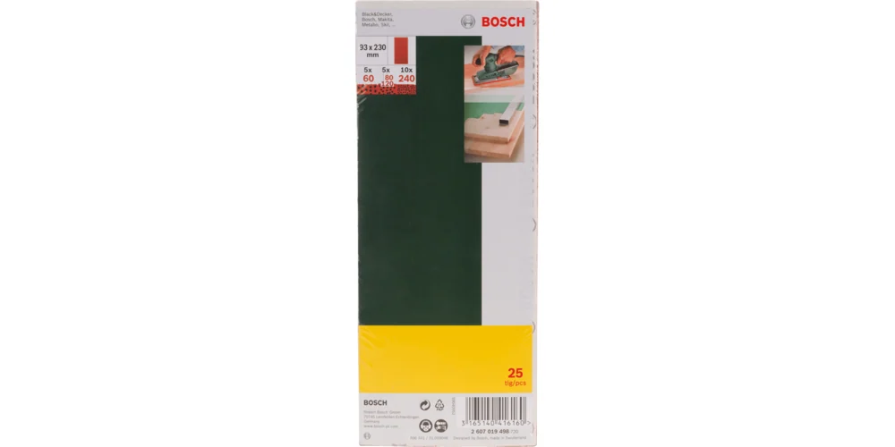 Bosch Sanding Sheet Set 93 x 230 mm 25 Pieces Mixed — Sanding Sheet Set 93 x 230 mm 25 Pieces Mixed