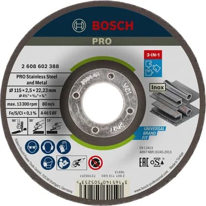 Bosch Stainless Steel and Metal 3-in-1 Bonded Disc, 115 x 2.5 x 22.23 mm — Stainless Steel and Metal 3-in-1 Bonded Disc, 115 x 2.5 x 22.23 mm
