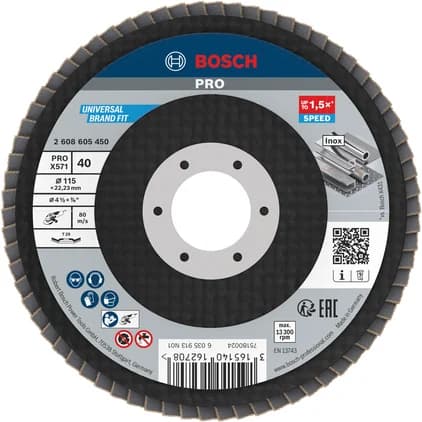 بوش X571 Flap Disc, Angled, 115 mm, G40 — X571 Flap Disc, Angled, 115 mm, G40