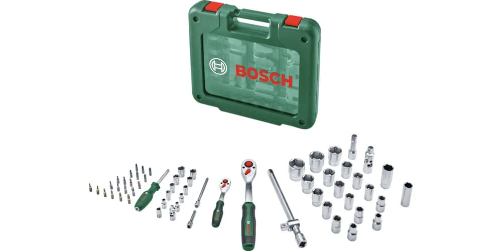 بوش 1/4"+ 1/2" Ratchet Set 60-Piece — 1/4"+ 1/2" Ratchet Set 60-Piece