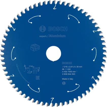 بوش Expert for Aluminium شفرة منشار دائري للمناشير اللاسلكية 216x2/1.4x30 T66 — Expert for Aluminium Circular Saw Blade for Cordless Saws 216x2/1.4x30 T66