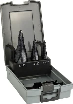 بوش 3-piece HSS-AlTiN step drill bit set 4-12/4-20/6-30 3165140666497 طقم ريش دريل متدرجة — 3-piece HSS-AlTiN step drill bit set 4-12/4-20/6-30 3165140666497