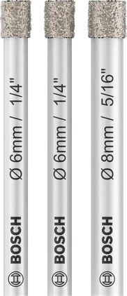 بوش Ceramic dry Drill Bit Set, 6 x 66, 6 x 66, 8 x 66 mm, 3 pcs 6949509232946 طقم لقم ثقب جاف سيراميك — Ceramic dry Drill Bit Set, 6 x 66, 6 x 66, 8 x 66 mm, 3 pcs 6949509232946