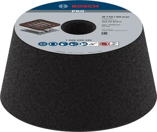 بوش Metal Conical Cup Wheel, 90 x 110 x 55 mm, G24 عجلة كأسية مخروطية — Metal Conical Cup Wheel, 90 x 110 x 55 mm, G24