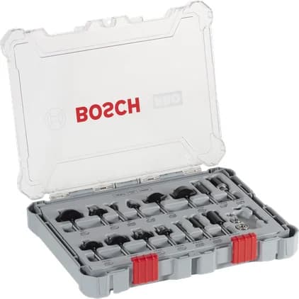 بوش طقم ريش راوتر متنوع، ساق 6 مم، 15 قطعة — Router Bit Mixed Set, Shank 6 mm, 15 pcs