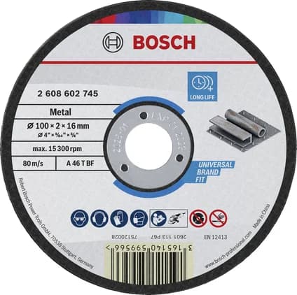 بوش Metal Cutting Disc, 100 x 2 x 16 mm قرص قطع معادن — Metal Cutting Disc, 100 x 2 x 16 mm