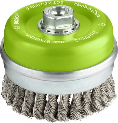 بوش Stainless Steel heavy Cup Brush, 100 x 0.35 mm, Thread فرشاة كأس — Stainless Steel heavy Cup Brush, 100 x 0.35 mm, Thread