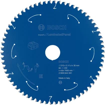 بوش Expert for Laminated Panel شفرة منشار دائري للمناشير اللاسلكية 210x2.1/1.4x30 T66 — Expert for Laminated Panel Circular Saw Blade for Cordless Saws 210x2.1/1.4x30 T66