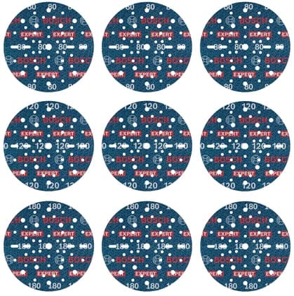 بوش EXPERT O780 Foil Sanding Disc Set, 150 mm, G80 (3x); G120 (3x); G180 (3x), 9 pcs طقم أقراص صنفرة رقائق — EXPERT O780 Foil Sanding Disc Set, 150 mm, G80 (3x); G120 (3x); G180 (3x), 9 pcs