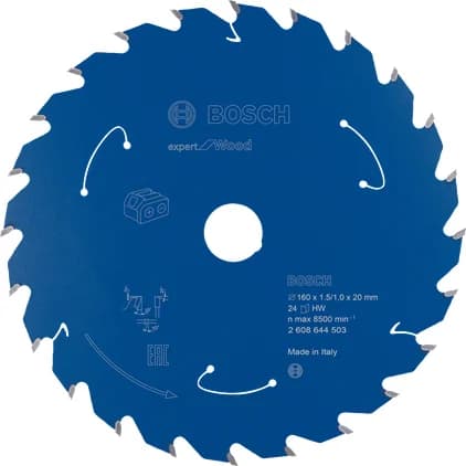 بوش Expert for Wood Circular Saw Blade for Cordless Saws 160x1.5/1x20 T24 شفرة منشار دائري — Expert for Wood Circular Saw Blade for Cordless Saws 160x1.5/1x20 T24