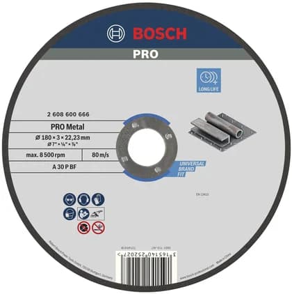 بوش Metal Cutting Disc, 180 x 3 x 22.23 mm قرص قطع معادن — Metal Cutting Disc, 180 x 3 x 22.23 mm