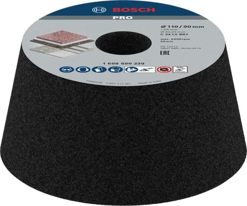بوش Stone Conical Cup Wheel, 90 x 110 x 55 mm, G24 قرص تجليخ مخروطي — Stone Conical Cup Wheel, 90 x 110 x 55 mm, G24