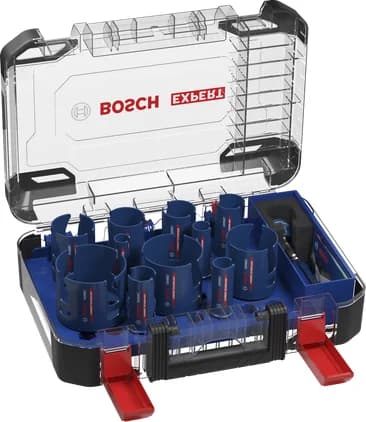 بوش EXPERT Construction Material Power Change Plus Hole Saw Set, 20; 22; 25; 32; 35; 40; 44; 51; 60; 68; 76 x 60 mm, 15 pcs 6949509248480 طقم منشار ثقب — EXPERT Construction Material Power Change Plus Hole Saw Set, 20; 22; 25; 32; 35; 40; 44; 51; 60; 68; 76 x 60 mm, 15 pcs 6949509248480