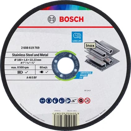 بوش قرص قطع ستانلس ستيل ومعادن 180 x 1.6 x 22.23 مم — Stainless Steel and Metal Cutting Disc, 180 x 1.6 x 22.23 mm