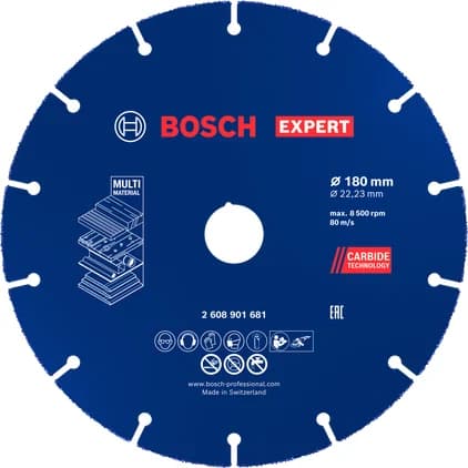 بوش EXPERT Multi Material Carbide قرص قطع 180 x 22.23 mm — EXPERT Multi Material Carbide Cutting Disc, 180 x 22.23 mm