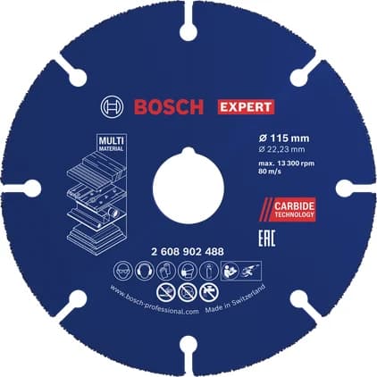 بوش EXPERT Multi Material Carbide قرص قطع 115 x 22.23 mm — EXPERT Multi Material Carbide Cutting Disc, 115 x 22.23 mm