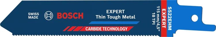 بوش EXPERT ‘Thin Tough Metal’ S 522 EHM شفرة منشار ترددي — EXPERT ‘Thin Tough Metal’ S 522 EHM Reciprocating Saw Blade 1-pc