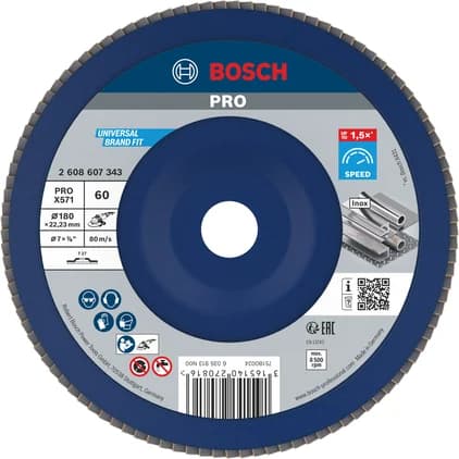بوش X571 Flap Disc, Straight, 180 mm, G60 — X571 Flap Disc, Straight, 180 mm, G60