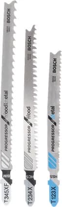 بوش 3-piece jigsaw blade set T-Shank Progressors for Wood and Metal 3165140198868 طقم ريش منشار — 3-piece jigsaw blade set T-Shank Progressors for Wood and Metal 3165140198868