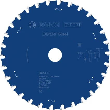 بوش EXPERT Steel شفرة منشار دائري، 160 × 2/1.6 × 20 مم، T30 — EXPERT Steel Circular Saw Blade, 160 x 2/1.6 x 20 mm, T30