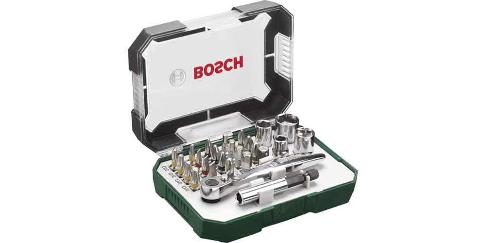 Bosch Screwdriver Bit Set 26 Pieces with Ratchet — Screwdriver Bit Set 26 Pieces with Ratchet