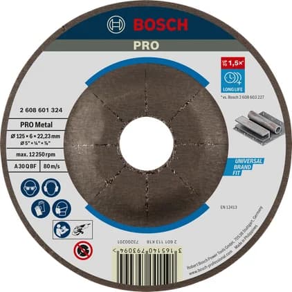 بوش Metal Grinding Disc, 125 x 6 x 22.23 mm قرص تجليخ معدن — Metal Grinding Disc, 125 x 6 x 22.23 mm