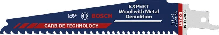 بوش EXPERT Wood with Metal Demolition S967XHM Reciprocating Saw Blade 1-pc شفرة منشار ترددي — EXPERT Wood with Metal Demolition S967XHM Reciprocating Saw Blade 1-pc