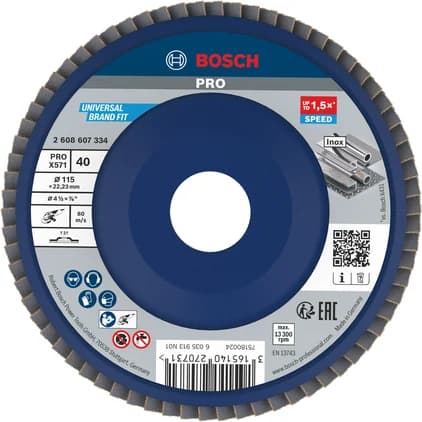 بوش X571 Flap Disc, Straight, 115 mm, G40 3165140270731 — X571 Flap Disc, Straight, 115 mm, G40 3165140270731