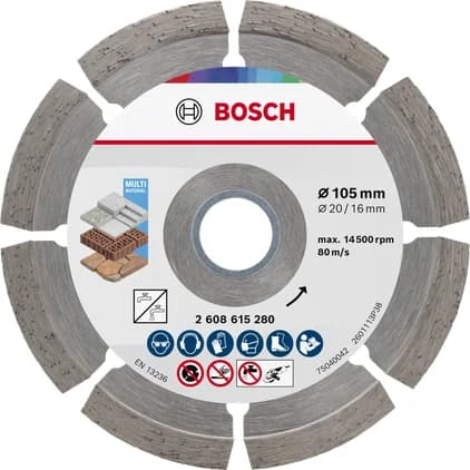 بوش Multi Material Diamond Cutting Disc قرص قطع ماسي 105 x 16/20 x 7 mm — Multi Material Diamond Cutting Disc, 105 x 16/20 x 7 mm