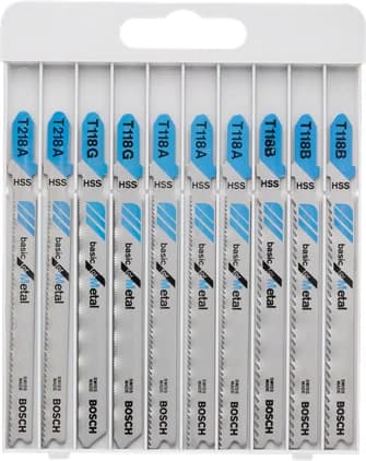 بوش 10-piece jigsaw blade set Basic for Metal 3165140579377 طقم شفرات منشار — 10-piece jigsaw blade set Basic for Metal 3165140579377