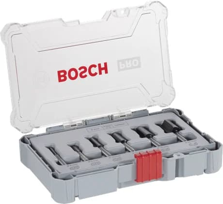 بوش طقم ريش راوتر مستقيمة، ساق 6 مم، 6 قطع — Router Bit Straight Set, Shank 6 mm, 6 pcs