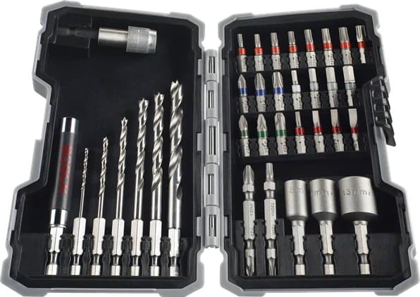 بوش 35-piece HSS drill and screwdriver bit set Extra Hard, PH, PZ, SL, H, T 3165140771481 طقم ريش حفر ومفكات — 35-piece HSS drill and screwdriver bit set Extra Hard, PH, PZ, SL, H, T 3165140771481