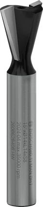 Bosch Router Dovetail Bit, 15°, Shank 8 mm — Router Dovetail Bit, 15°, Shank 8 mm