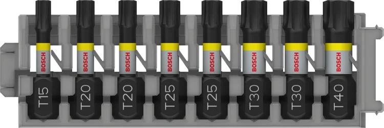 بوش Torx Impact Bit, T15, T20(x2), T25(x2), T30(x2), T40, 25 mm, 8 pcs لقمة صدم — Torx Impact Bit, T15, T20(x2), T25(x2), T30(x2), T40, 25 mm, 8 pcs