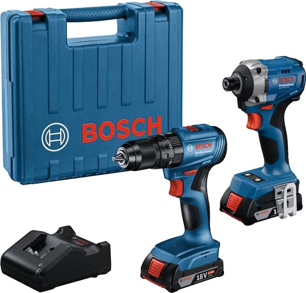 بوش Professional Product Combo Kit GDR 18V-215 + GSB 185-LI with 2x 2.0Ah battery, GAL 18V-20 in Case — Professional Product Combo Kit GDR 18V-215 + GSB 185-LI with 2x 2.0Ah battery, GAL 18V-20 in Case