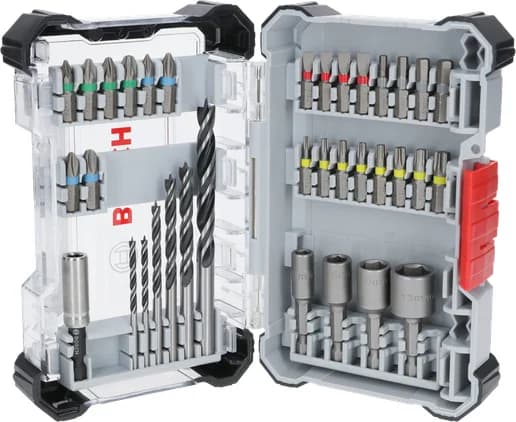 بوش Extra Hard Screwdriver Bit and PRO Wood Drill Bit Set, Display, 35 pcs طقم ريش مفك وريش حفر — Extra Hard Screwdriver Bit and PRO Wood Drill Bit Set, Display, 35 pcs