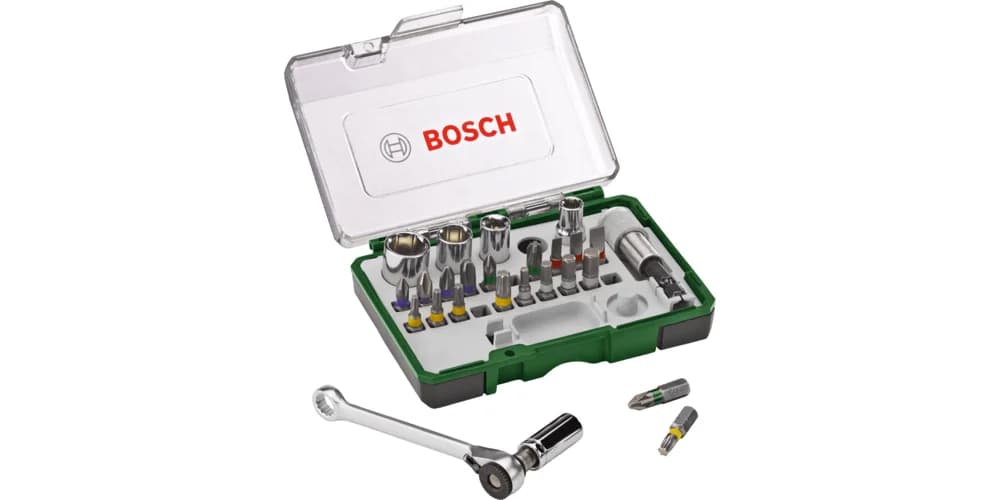 Bosch Screwdriver Bit Set 27 pieces with Ratchet — Screwdriver Bit Set 27 pieces with Ratchet