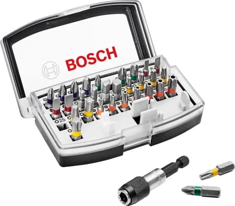بوش 32-piece screwdriver bit set PH, PZ, H, T and Quick Change Universal Holder 3165140761734 رؤوس مفكات — 32-piece screwdriver bit set PH, PZ, H, T and Quick Change Universal Holder 3165140761734