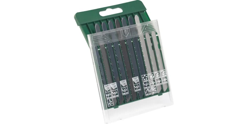بوش 10-piece saw blade box, wood/metal/plastic (T-shank) صندوق شفرات منشار — 10-piece saw blade box, wood/metal/plastic (T-shank)