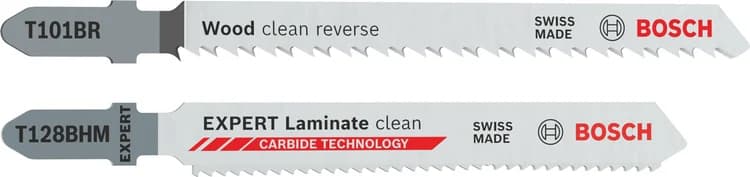 Bosch T101BR and EXPERT Laminate clean T128BHM Jigsaw Blades, 26 pcs 4053423853735 — T101BR and EXPERT Laminate clean T128BHM Jigsaw Blades, 26 pcs 4053423853735
